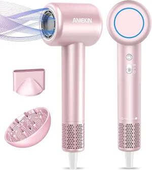 Hair Dryer, High-Speed Ionic Low Noise Blow Dryer with Brushless Motor for Fast Drying, Thermo-Control Quiet Compact Hair Blow Dryer with Magnetic Diffuser for Curly Hair for Home Travel Salon