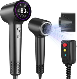 Hair Dryer ，Ionic Hair Dryers for Women/Man,110, 000 RPM Professional HD Display High-Speed Blow Dryer, Fast Drying Cool&Hot Air Hair Dryer,400 Million Plasma Low Noise Hairdryer with Magnetic Nozzle