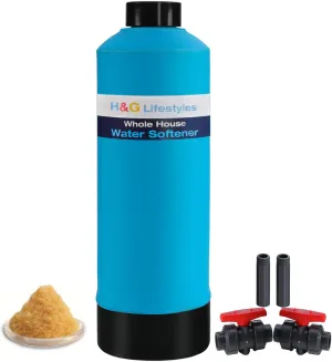 H&G Lifestyles Whole House Water Softener 32,000 Grains, NSF certified Whole Home Water Filtration System for Well & City Water, Remove Calcium Magnesium, Food Grade Resin, Silver-Enhanced, 700,000 Gl