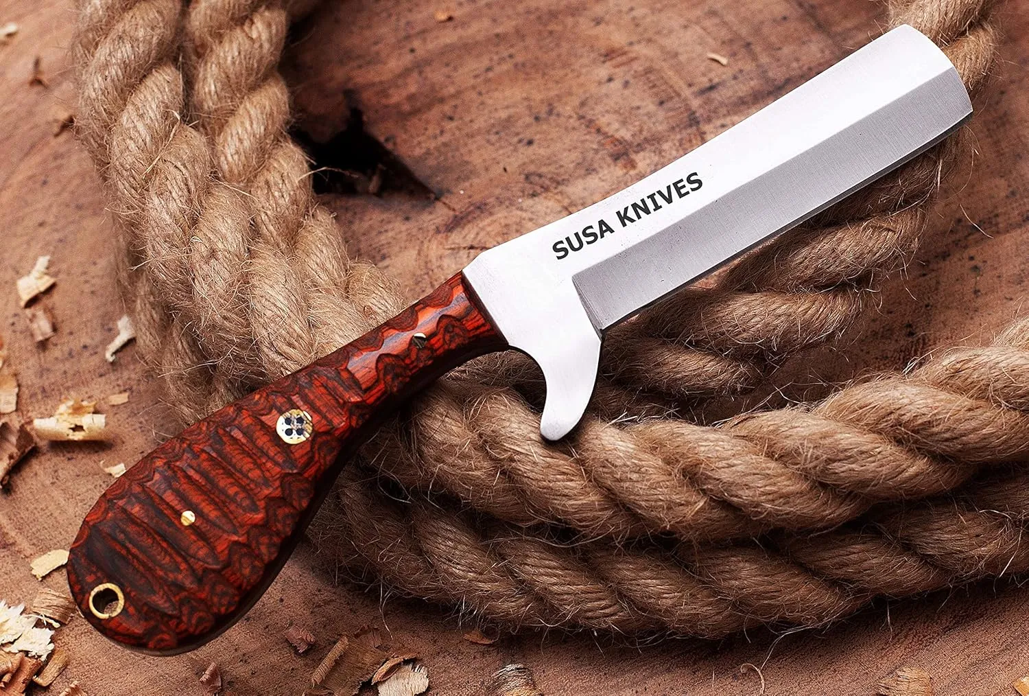 Handmade 1095 steel Bull cutter knife, cowboy knives with pancake leather sheath classic style knife, gift for men (STELL OG)