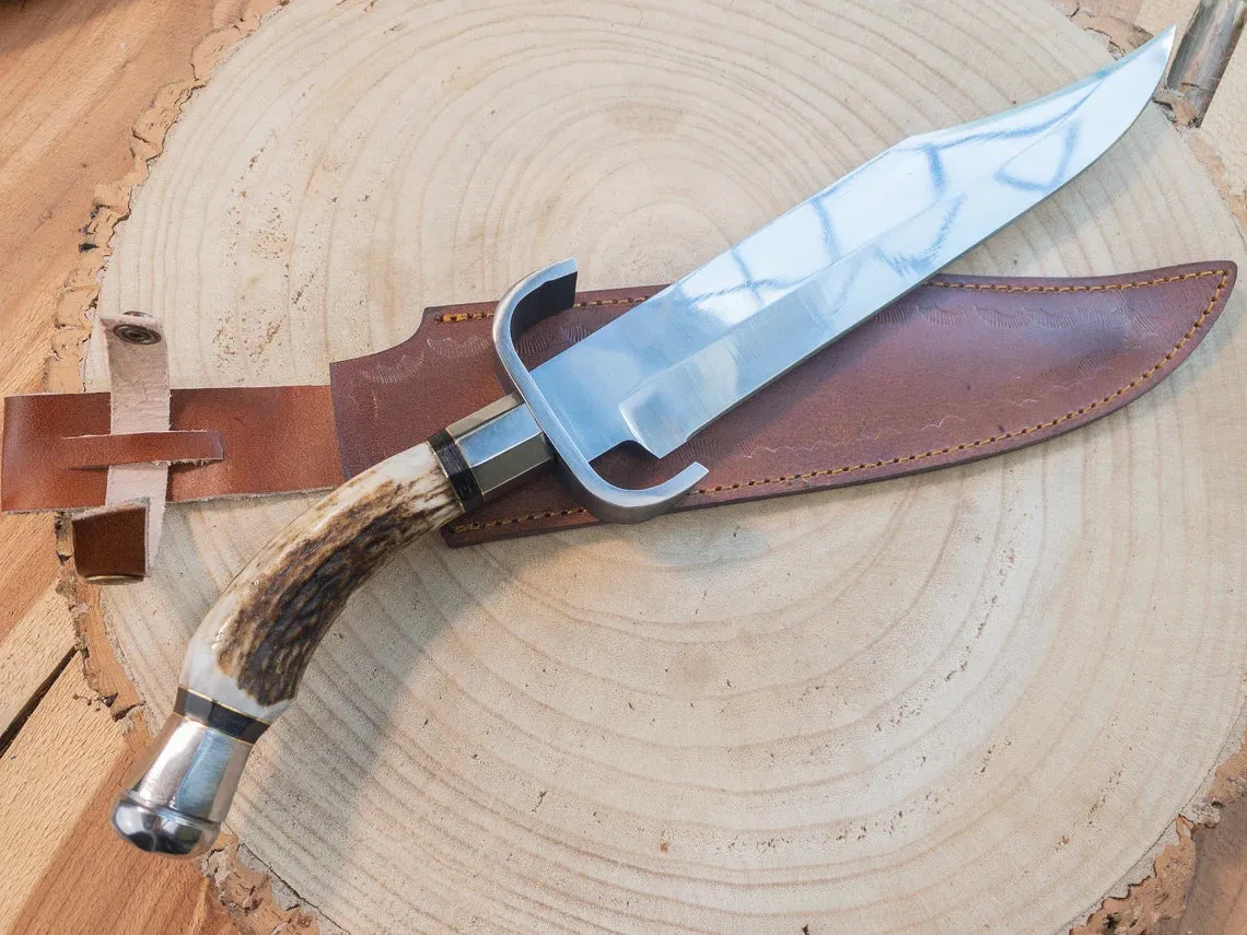 Handmade Bowie Knife with Antler Handle