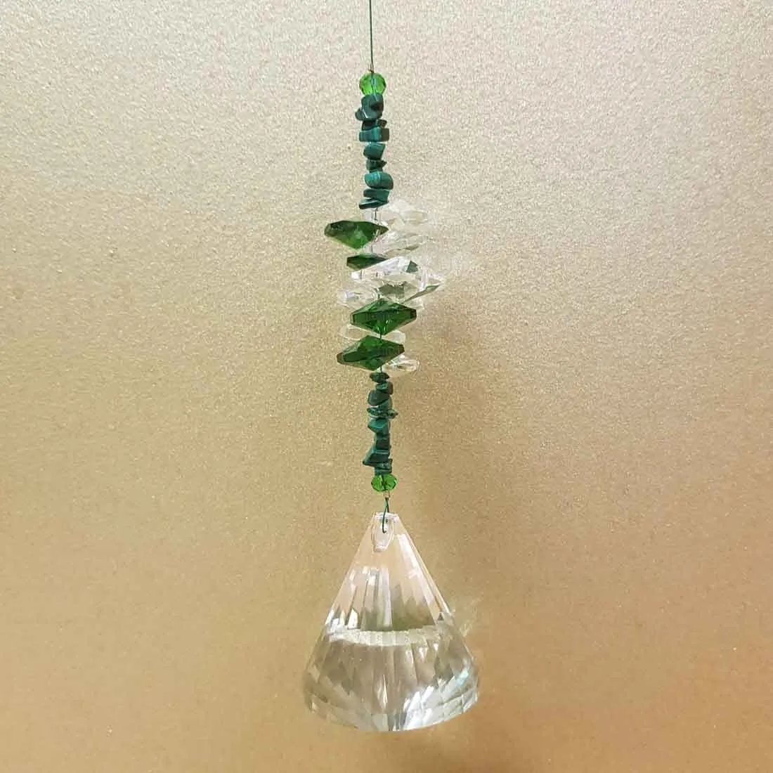 Hanging Lantern Prism with Green Cluster