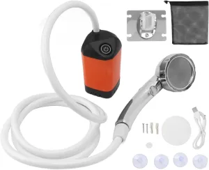 Haofy Portable Camping Shower, 3 Gears Electric Camp Shower with Rechargeable Outdoor Shower Pump and Shower (Orange)