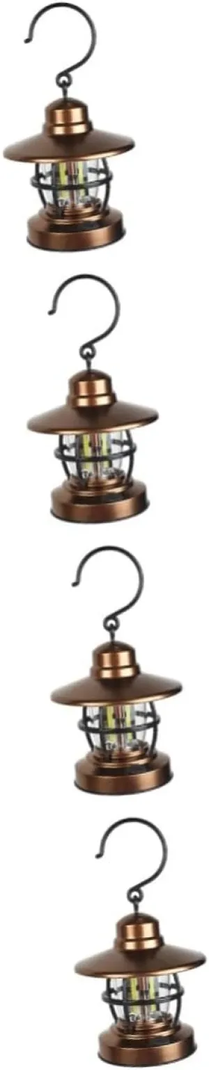 Happyyami 4pcs Easy to Use Hanging Lantern Light Metal Material Camping Lamp Outdoor Light for Tent Garden Hiking Hunting