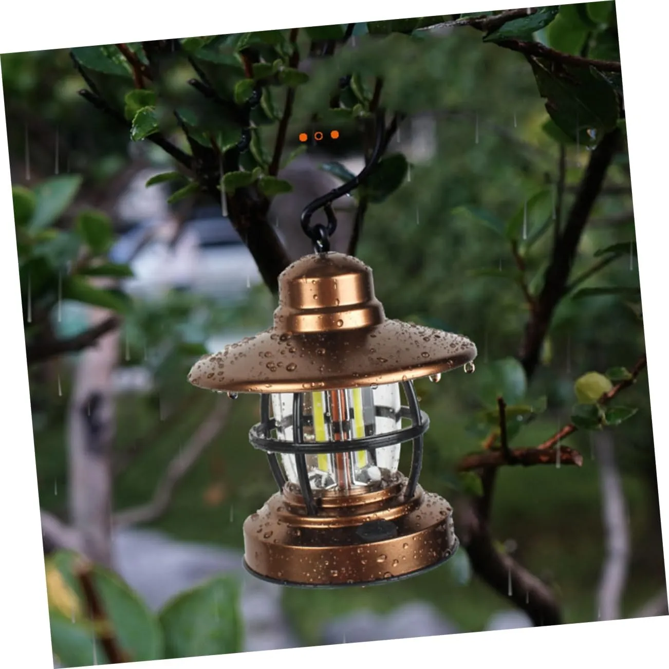 Happyyami 4pcs Easy to Use Hanging Lantern Light Metal Material Camping Lamp Outdoor Light for Tent Garden Hiking Hunting