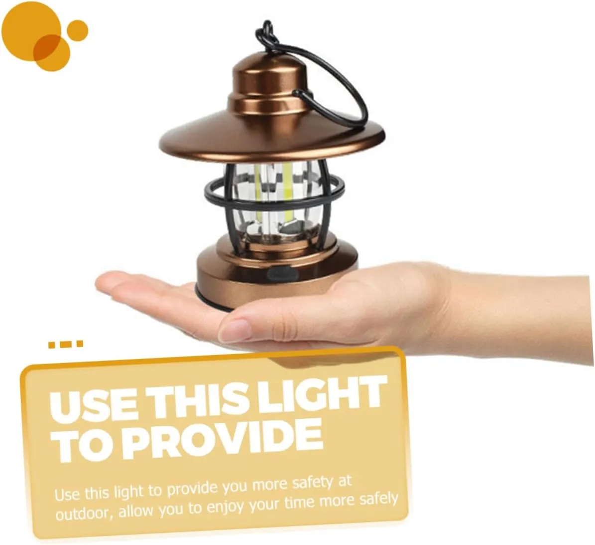Happyyami 4pcs Easy to Use Hanging Lantern Light Metal Material Camping Lamp Outdoor Light for Tent Garden Hiking Hunting