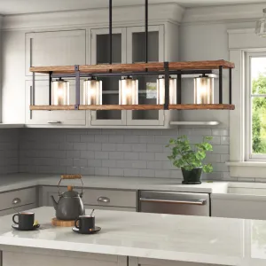 Hibner 5 - Light Kitchen Island Linear Pendant Laurel Foundry Modern Farmhouse®
