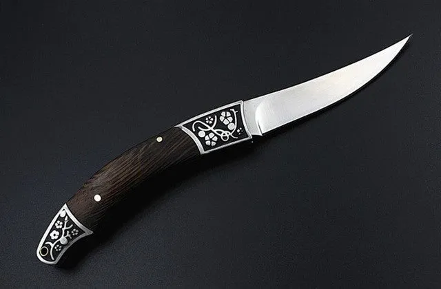 High-carbon steel Hand made Folding Pocket Hunting Knife 21cm