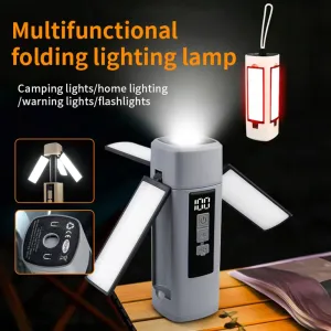 High Power Foldable 3 Light Modes Portable Lantern Digital Display 360° Rotation Lamp Strong Magnetic Attract for Emergency Camp