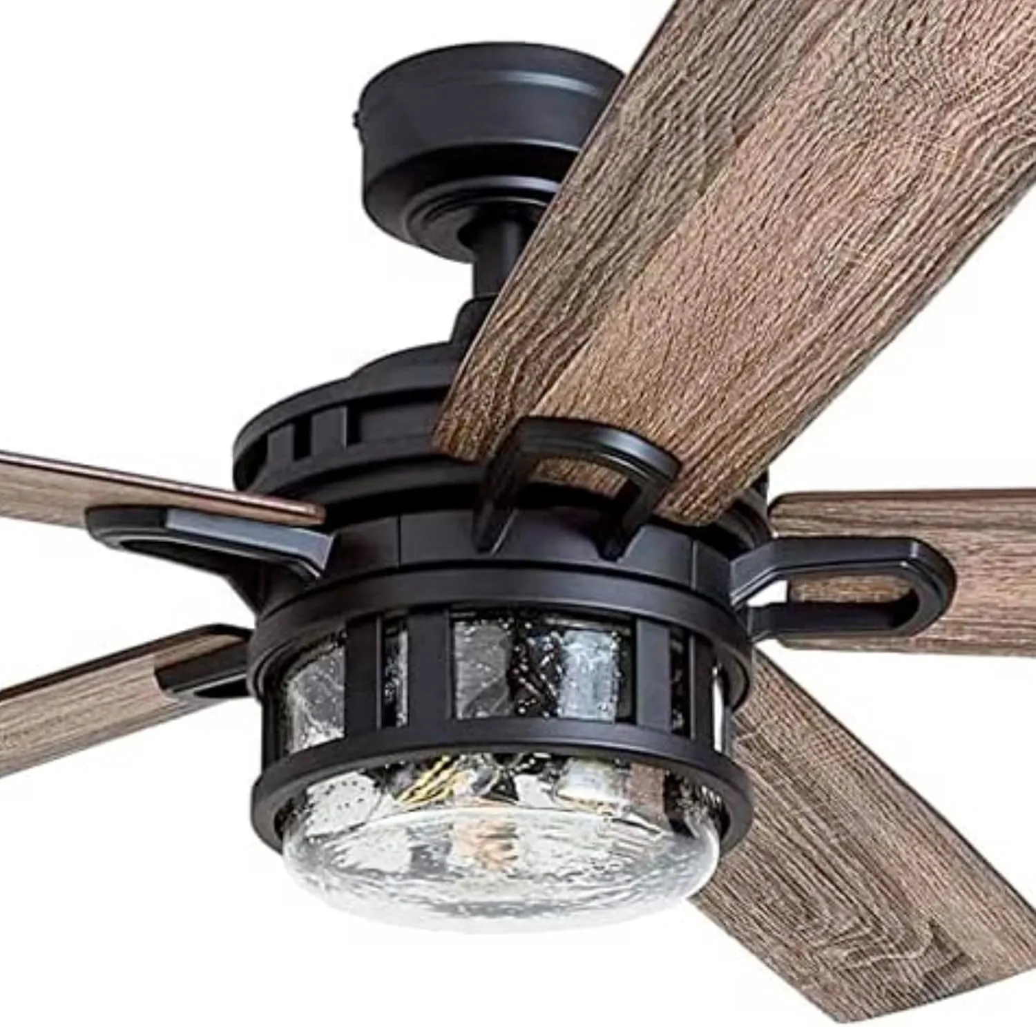 Honeywell Ceiling Fans Bonterra Modern 52 Inch Ceiling Fan with Light, Remote Control Fan, LED Indoor Fan with 5 Blades, Brown Pine and Black Blade Finish Options, Matte Black (50690-01)