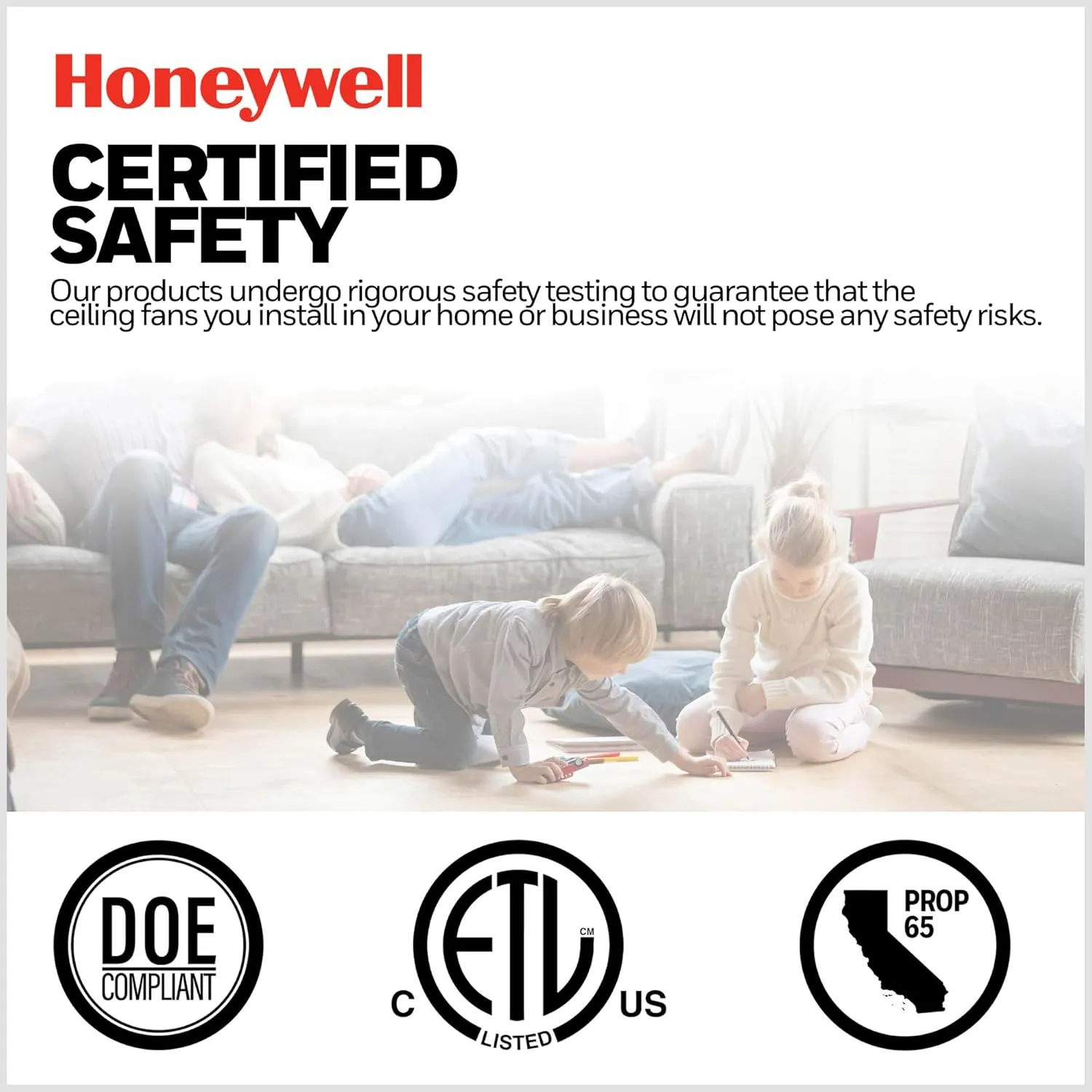 Honeywell Ceiling Fans Bonterra Modern 52 Inch Ceiling Fan with Light, Remote Control Fan, LED Indoor Fan with 5 Blades, Brown Pine and Black Blade Finish Options, Matte Black (50690-01)