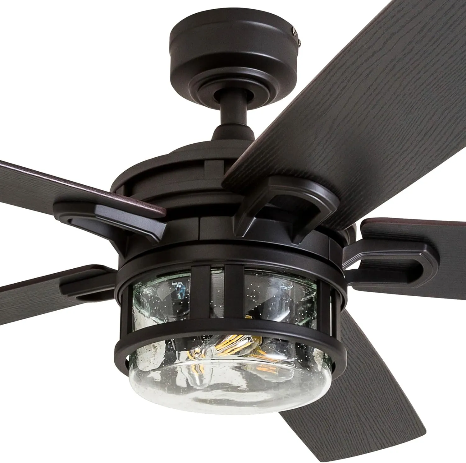 Honeywell Ceiling Fans Bonterra Modern 52 Inch Ceiling Fan with Light, Remote Control Fan, LED Indoor Fan with 5 Blades, Brown Pine and Black Blade Finish Options, Matte Black (50690-01)