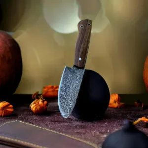 Hunting Knife with Sheath 09" Damascus Steel Full Tang Fixed Blade - Rosewood Handle