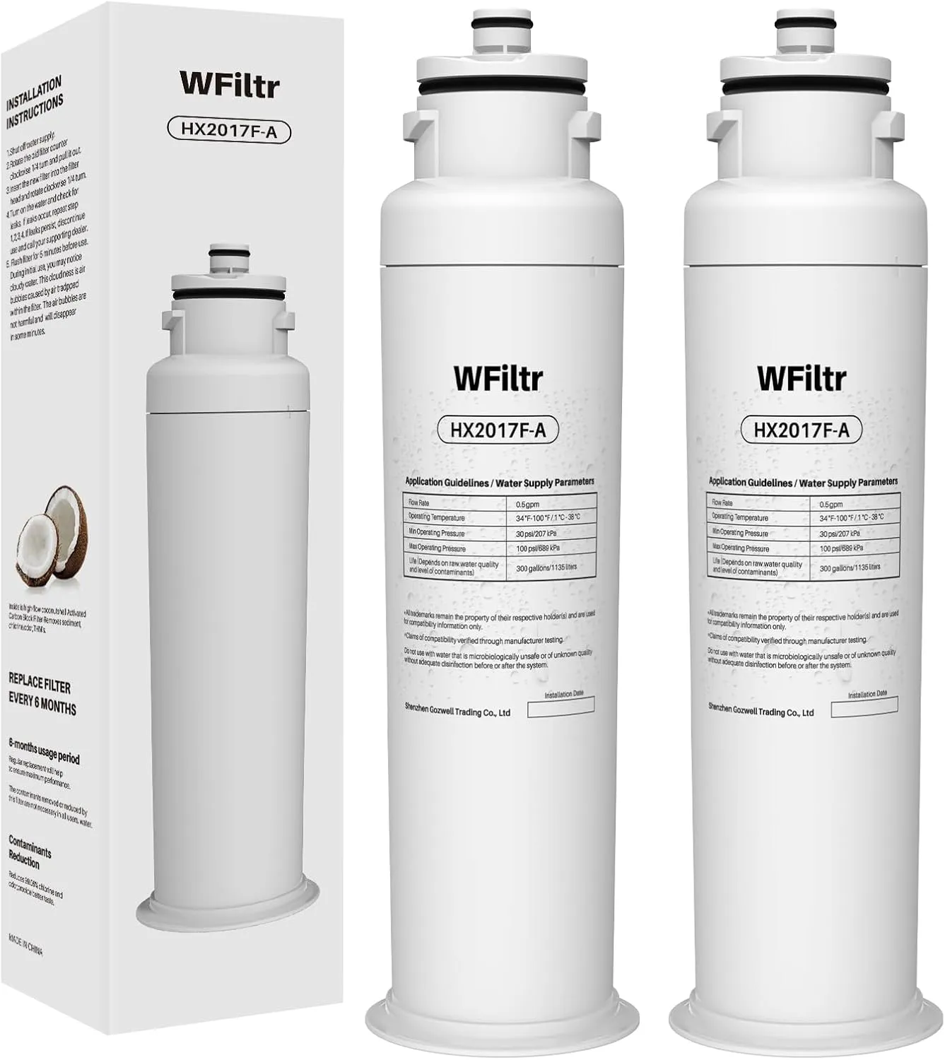 HX2017FR-A HX2017F-A Water Filter Compatible with Hisense HRF209N6CSE HRF254N6DSE HRF254N6TSE HRF266N6CSE HRF266N6CSE1 Mora MRF266N6CSE Refrigerator (2 Pack)