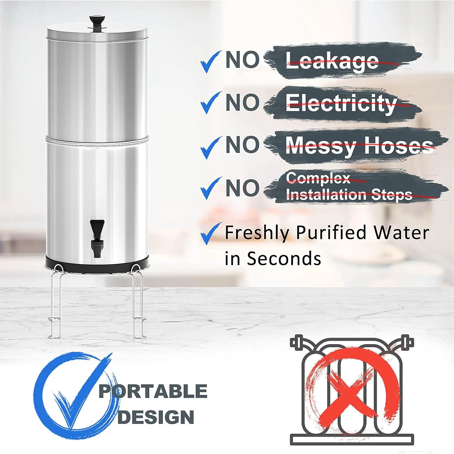HXBER Water Filter System Water Filtration Bucket for Home Outdoor Camping Hiking Emergency Preparedness, Green