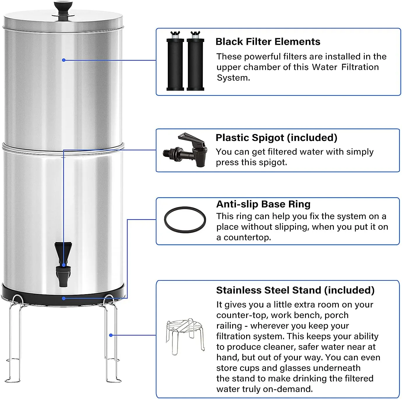 HXBER Water Filter System Water Filtration Bucket for Home Outdoor Camping Hiking Emergency Preparedness, Green