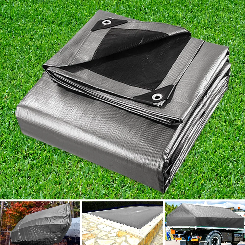 Instahut Tarp Tarpaulin 9x12m Canvas Camping Heavy Duty Sun Cover-ACT