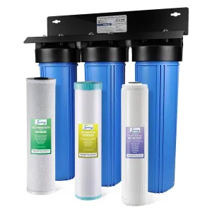 iSpring Whole House Water Filter System, Reduces PFOA/PFOS, PFAS, Lead, Scale, Chlorine, Chloramine, 3-Stage Whole House Water Filtration System, Model: WGB32B-KDS