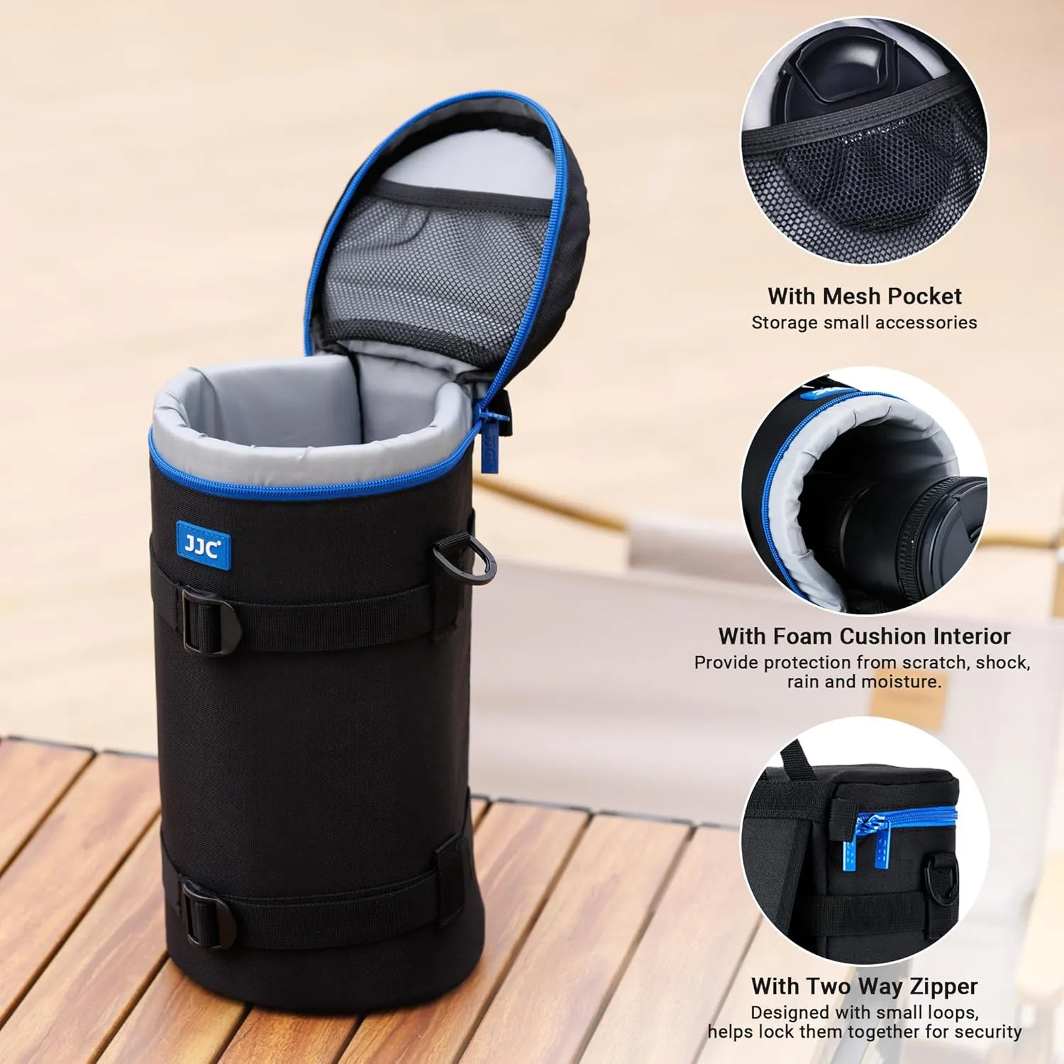 JJC Deluxe Large Camera Lens Pouch Carrying Case for Sigma 150-600mm f/5-6.3 DG OS HSM | C, Tamron SP 150-600mm f/5-6.3 Di VC USD G2, RF 800mm f/11 IS STM, JBL Xtreme and lenses below 4.9 x 11.4''