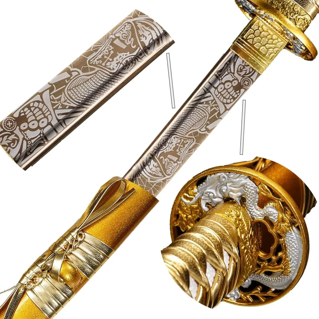 Kamaiwo-1045/1060 Clay Tempering high Carbon Steel Hademade Heat Tempered Full Handmade Hand Forged Japanese Katana Authentic，Sword Real Weapons，Full Tang,Functional,Practical Sharp
