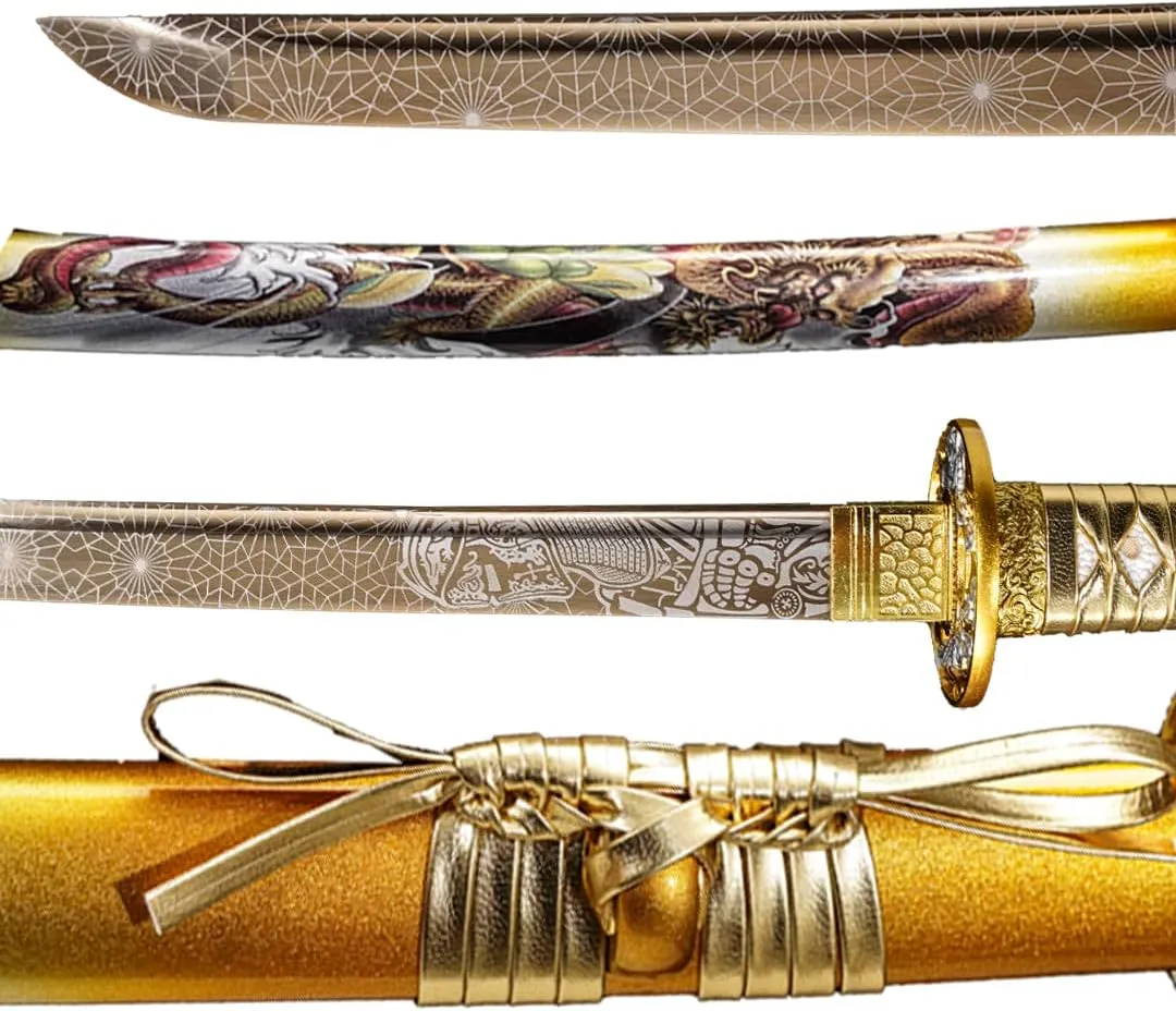 Kamaiwo-1045/1060 Clay Tempering high Carbon Steel Hademade Heat Tempered Full Handmade Hand Forged Japanese Katana Authentic，Sword Real Weapons，Full Tang,Functional,Practical Sharp