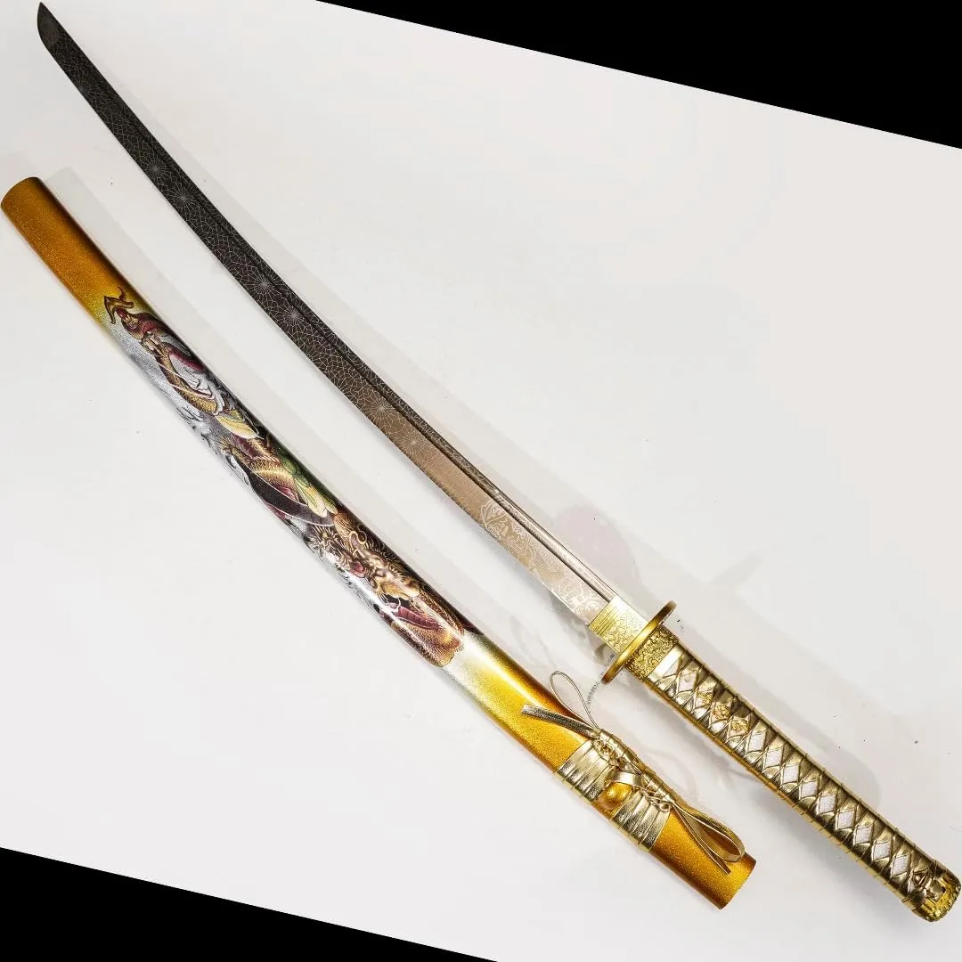 Kamaiwo-1045/1060 Clay Tempering high Carbon Steel Hademade Heat Tempered Full Handmade Hand Forged Japanese Katana Authentic，Sword Real Weapons，Full Tang,Functional,Practical Sharp