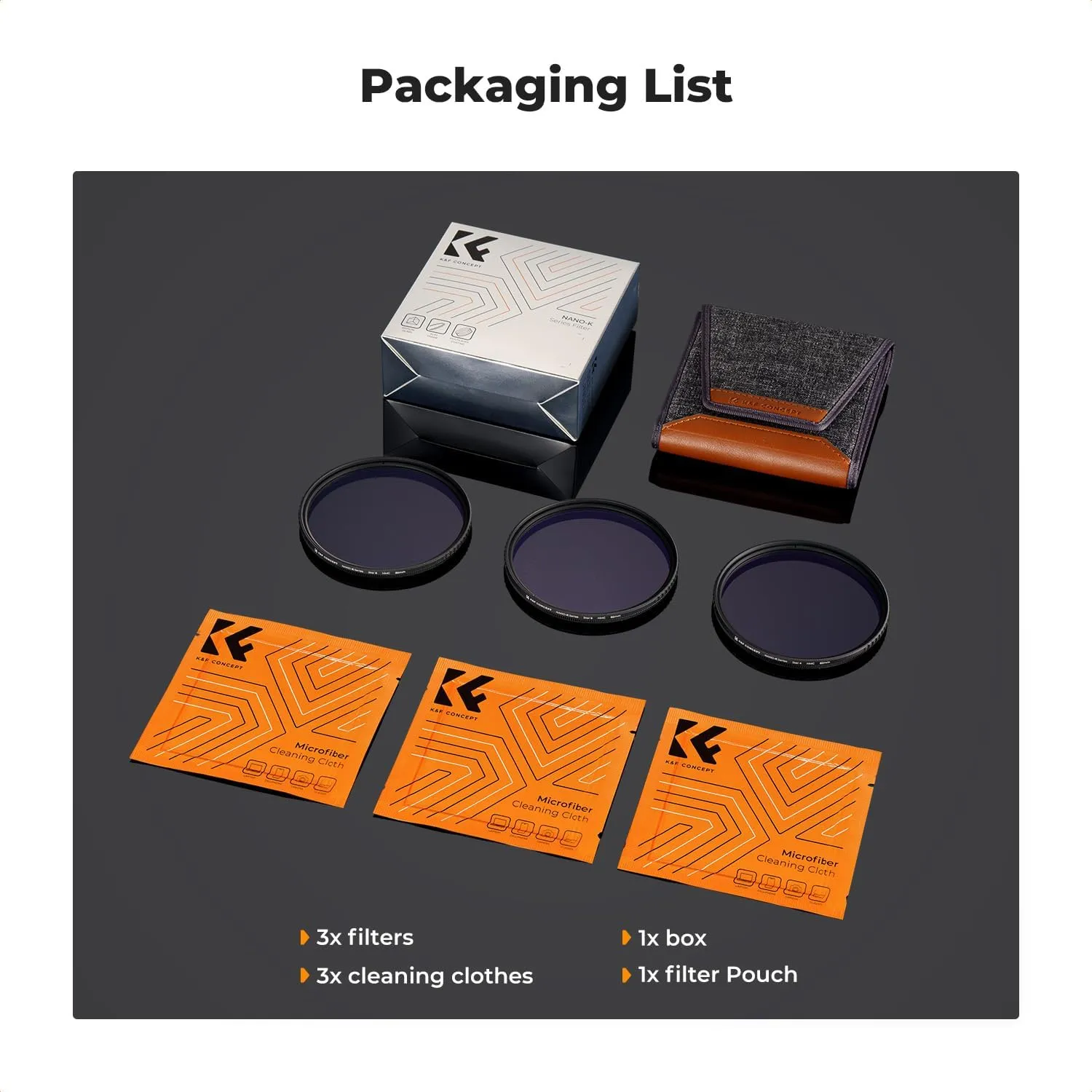 K&F Concept 82mm Star Filters Kit (3pcs) 4 Points 6 Points 8 Points Cross Screen Starburst Filters Set -18 Layer Coating Ultra Slim Optical Glass Camera Lens Filter with 3 Cleaning Cloth