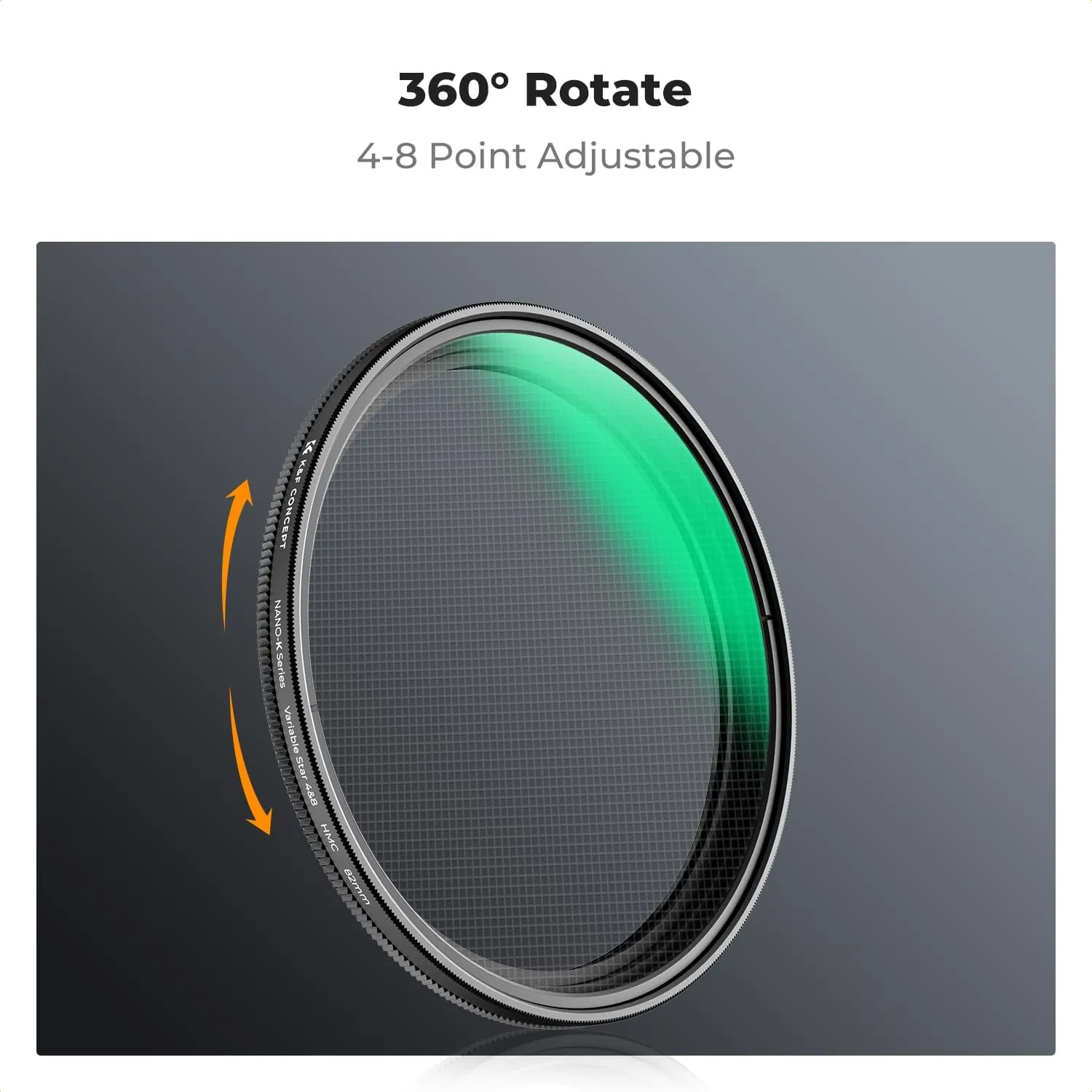 K&F Concept 82mm Variable Star Filter Cross Screen Starburst Filter 4, 8 Points -18 Layer Coating Ultra Slim Optical Glas Camera Lens Filter with 3 Cleaning Cloth