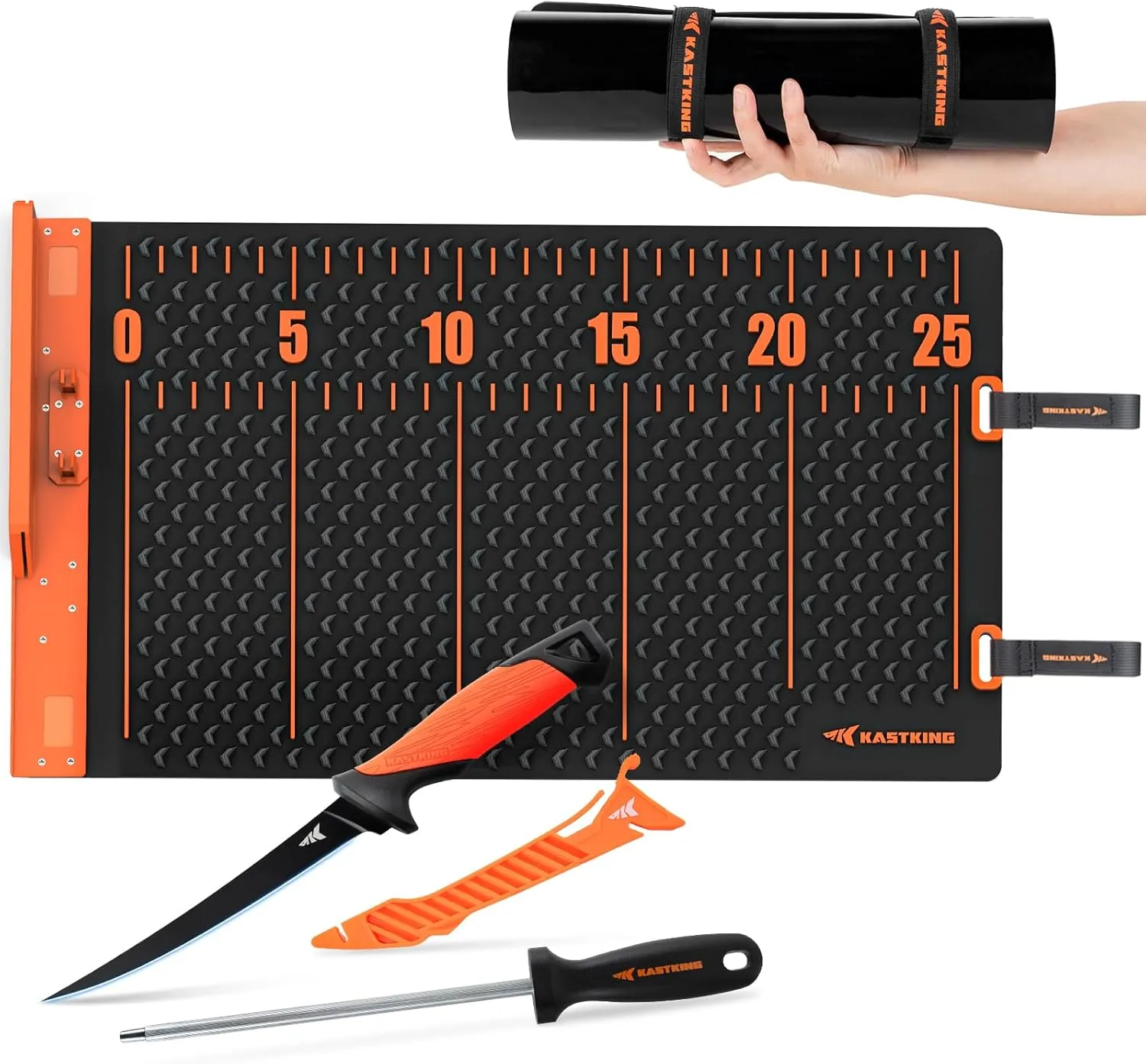 KastKing EZ Fillet Fish Fillet Mat, Anti-slip Texture With 25" Integrated Ruler, Extended Dimensions, Easy to Clean Material, Portable Storage, Fish Cutting Board