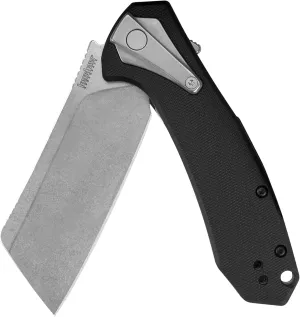 Kershaw Bracket Pocketknife, 3.4" 8Cr13MoV Stainless Steel Cleaver Blade, Assisted One-Handed Flipper Opening, Folding EDC, Frame Lock