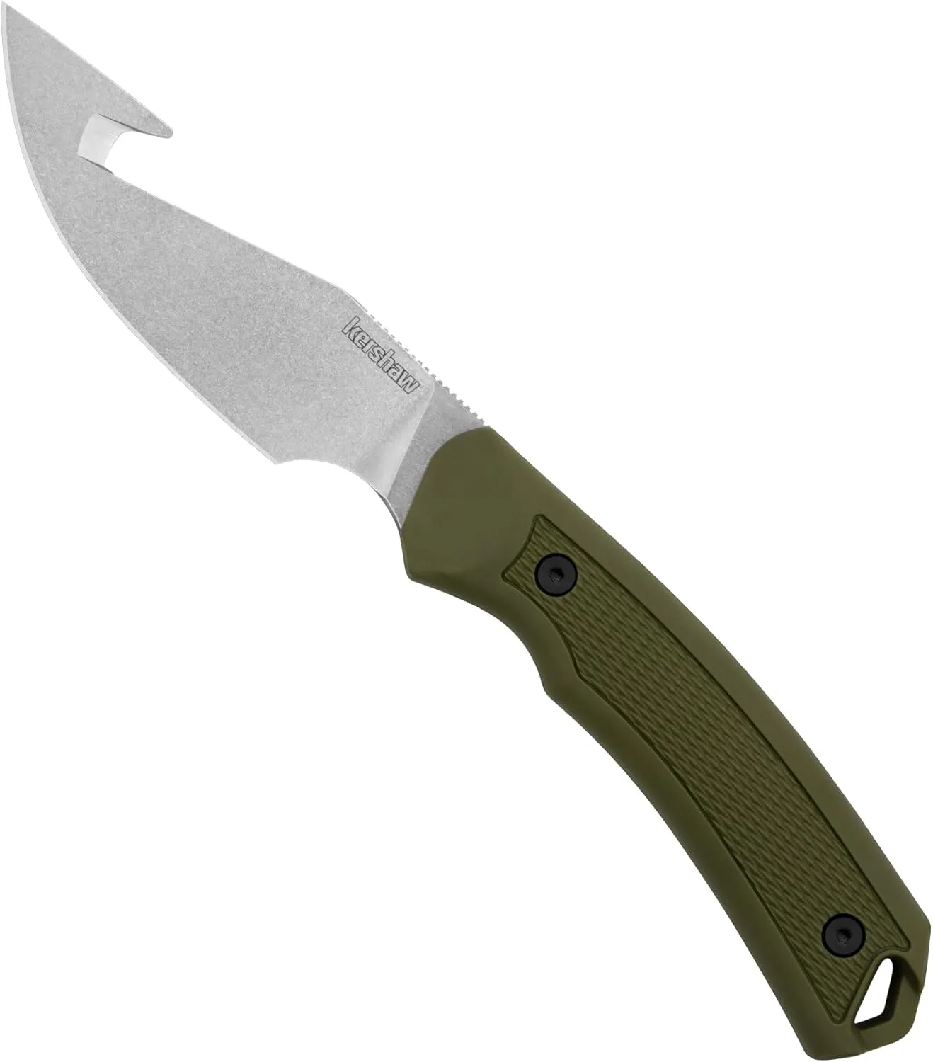 Kershaw Deschutes Skinner with Gut Hook Fixed Blade, 3.2 inch Full Tang D2 Stainless Steel Knife, Includes Sheath