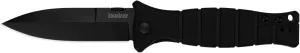 Kershaw XCOM Military-Style Pocketknife; 3.6-inch Black-Oxide Coated Blade and 8Cr13MoV Steel, Spearpoint Blade, Sharpened One Side, and Glass Filled Nylon Handle, Manual Open, Reversible Pocketclip