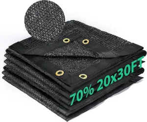 Kesfitt Garden 70% Shade Cloth, Resistant Sun Shade Net 20x30FT Mesh Tarp with HDPE Material and Reinforced Grommets Shade Trap for Greenhouse, Plant, Pergola, and Backyard Patio Sunshade