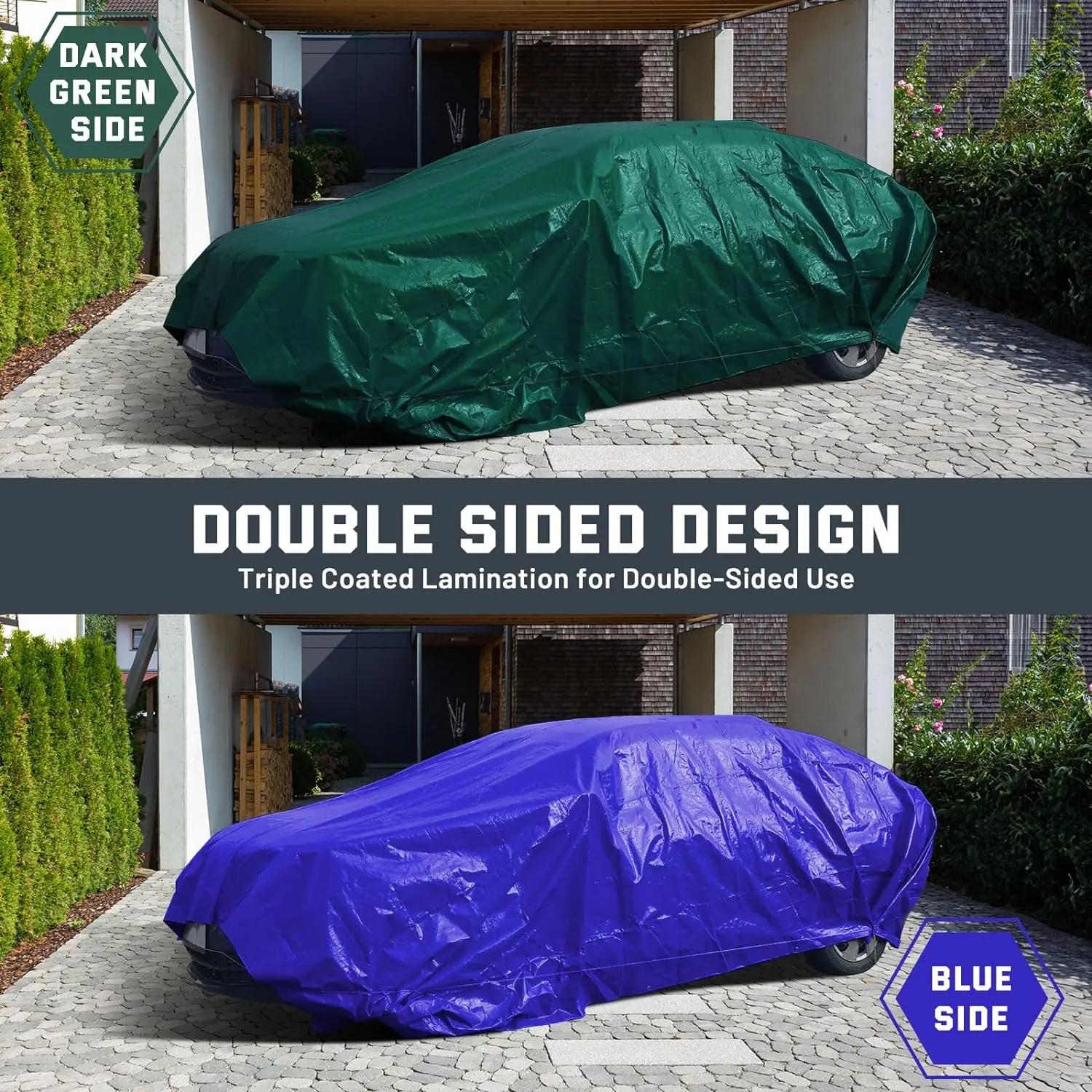 Kesfitt Tarp Heavy Duty Waterproof 10x20FT,16 Mil Thick Tarps Tear&Fade Resistant,UV Resistant,Poly Tarp Cover with Grommets and Reinforced Edges for Outdoor Camping Pools Boat Car(Green/Blue)