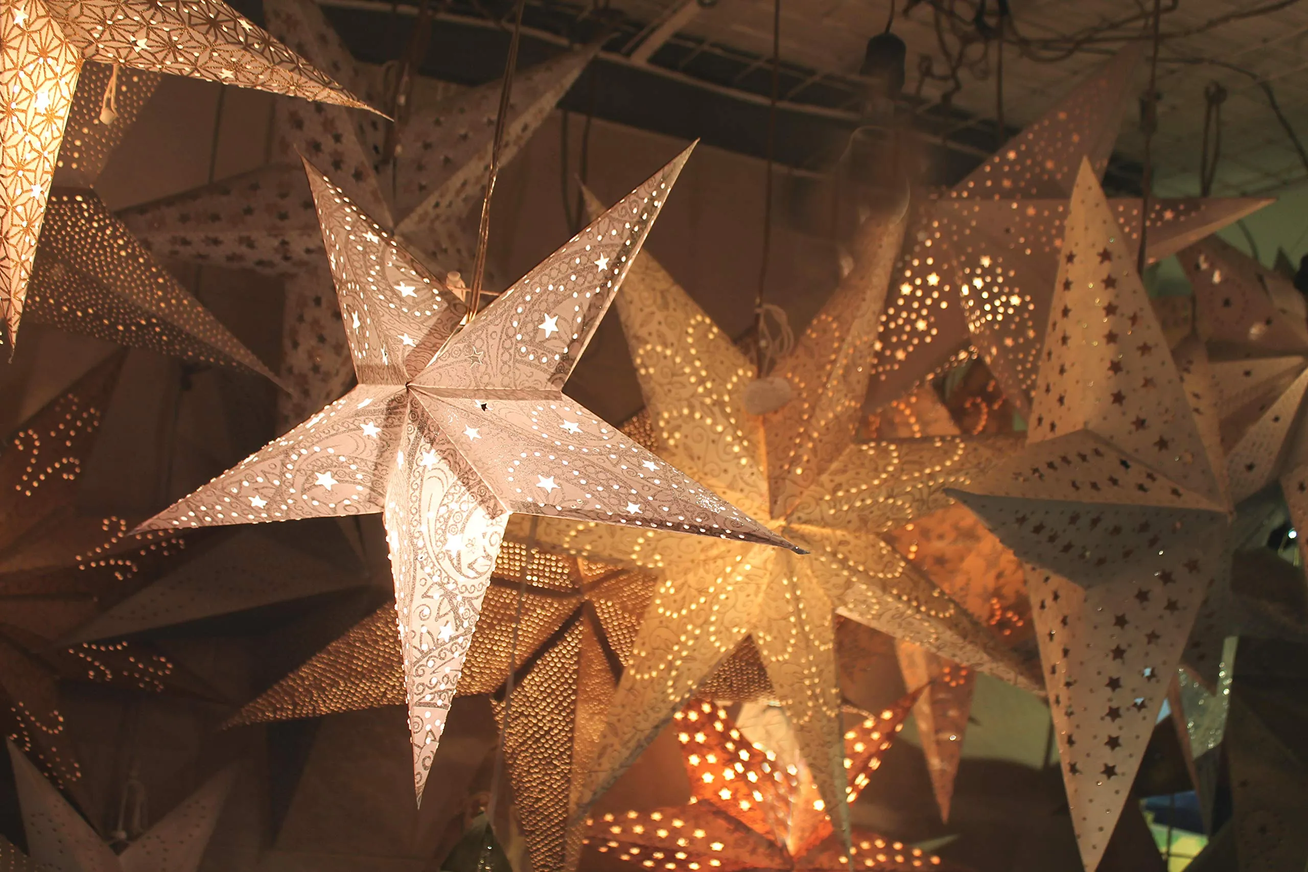 Kidsy Winsy Hanging Small Paper Star | 18 Inches, Glitter Star for Diwali| Decoration Item for Home | Recycled Cotton Paper| New Year Party, Christmas Decorations, Wedding and Anniversary Decor