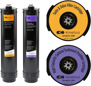 Kinetico K5, K2, VX, RX and KRO  Replacement Cartridge set. (Part No 9306B Orange & 9461A Purple)