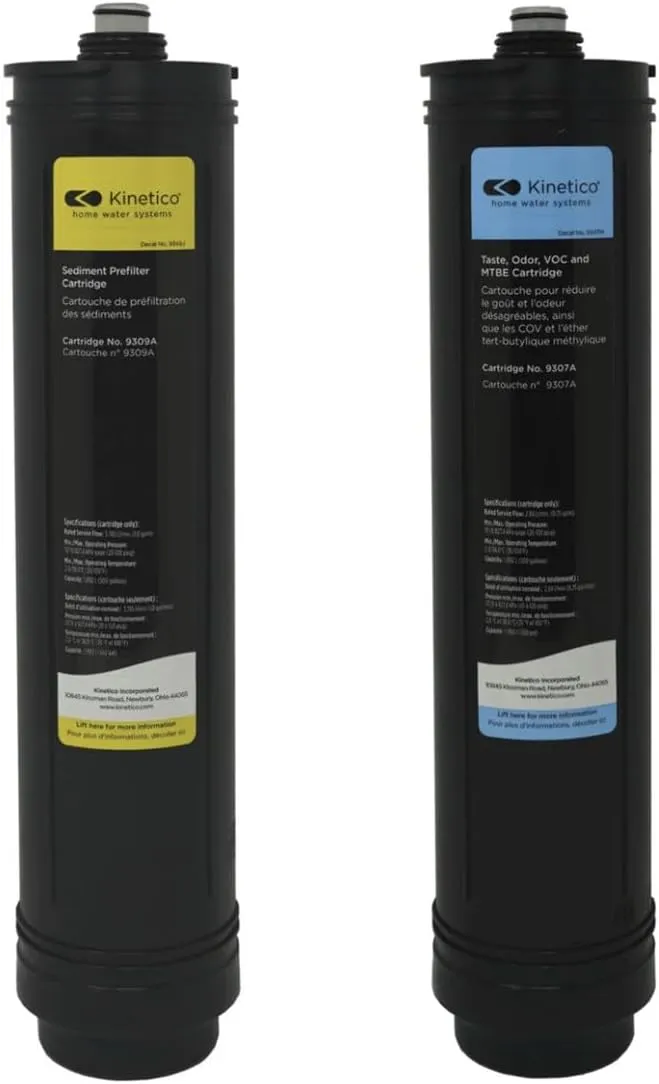 Kinetico Water Filter Cartridge Set for K5, K2 & KRO  Systems. 2-Piece Set: 9307 Light Blue & 9309 Yellow