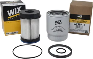 Kit for Dodge Ram 6.7L Diesel Cummins Fuel Filter & Fuel/Water Seperator Set Wix WF10112 & WF10255NP for 2013-2018 Models 2500/3500/4500/5500