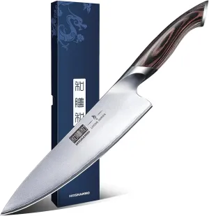 Kitchen Knife in Japanese Steel AUS-10, High-Class Chef's Knife 8 inch Professional Cooking Knife, Non-slip Ultra Sharp Knife with Ergonomic Handle