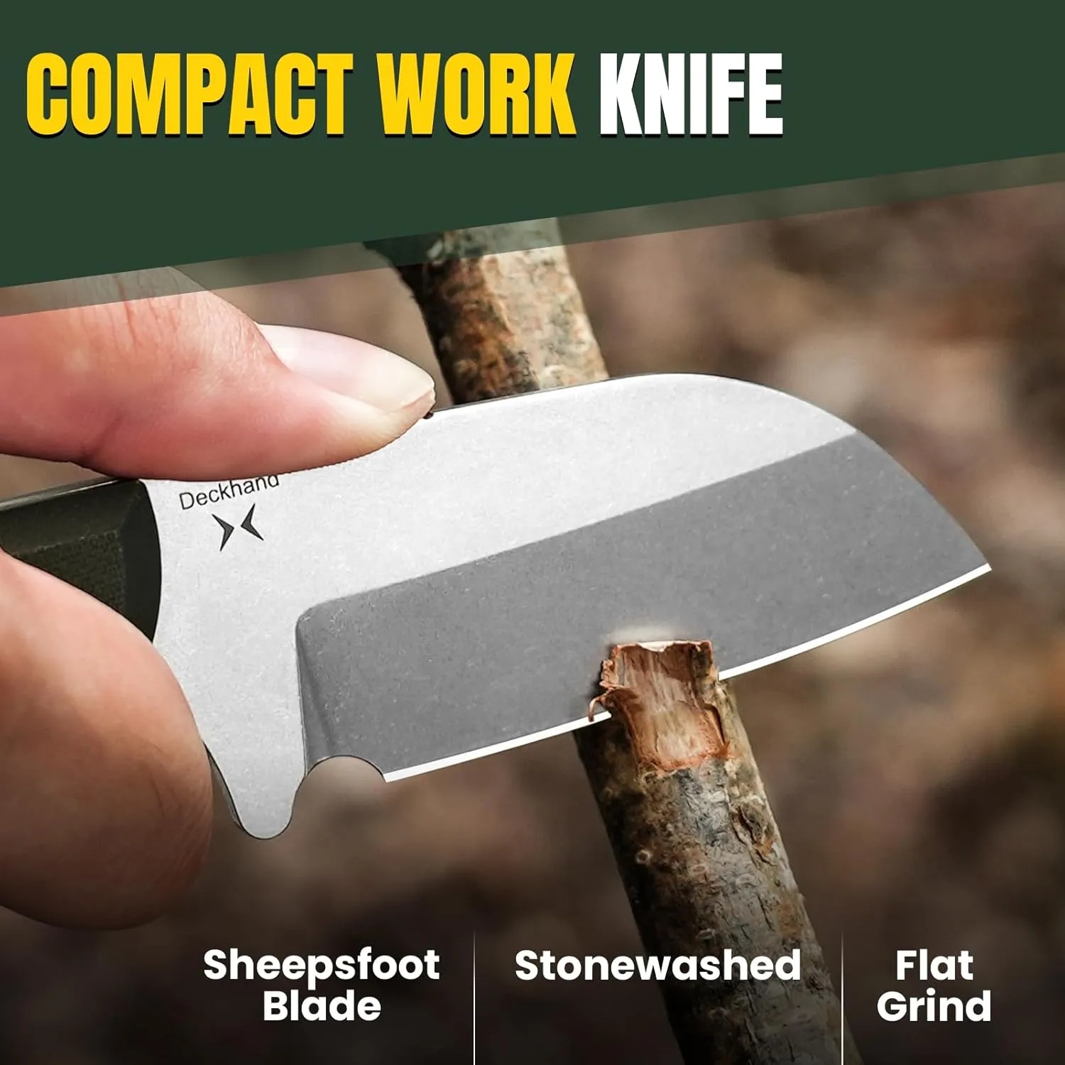 Kizer Deckhand Fixed Blade Camping Knife with Sheath, D2 Blade, G10 Handle, Compact EDC Knife for Men & Women, Outdoor & Survival Knives 1062M2