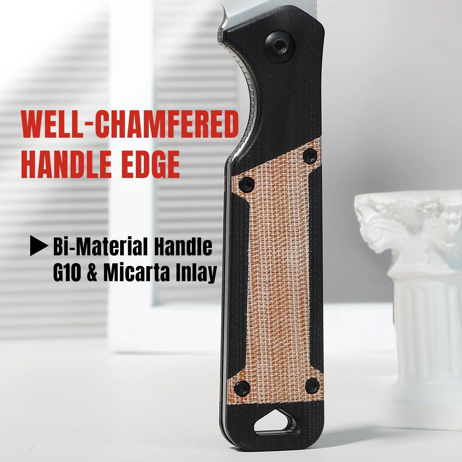 Kizer Militaw Fixed Blade Knife with Sheath, Nitro V Blade Camping Knife with G10 & Micarta Handle, Fixed Blade EDC Knives for Men Women Gift, Outdoor Hunting Hiking Survival Knives 1067A2