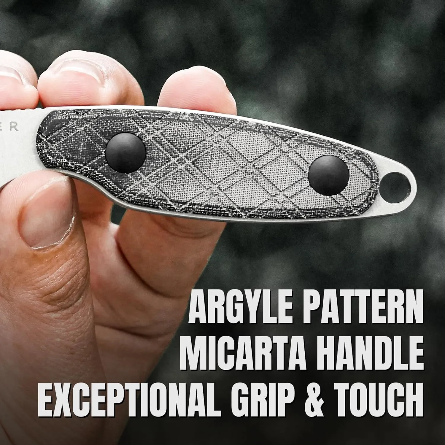 Kizer Muskrat Fixed Blade Knife, 3.15 In 154CM Argyle Pattern Black Micarta Handle, EDC Knife for Men Women, Outdoor Hunting Hiking Survival Camping Knives with Sheath, 1064M1