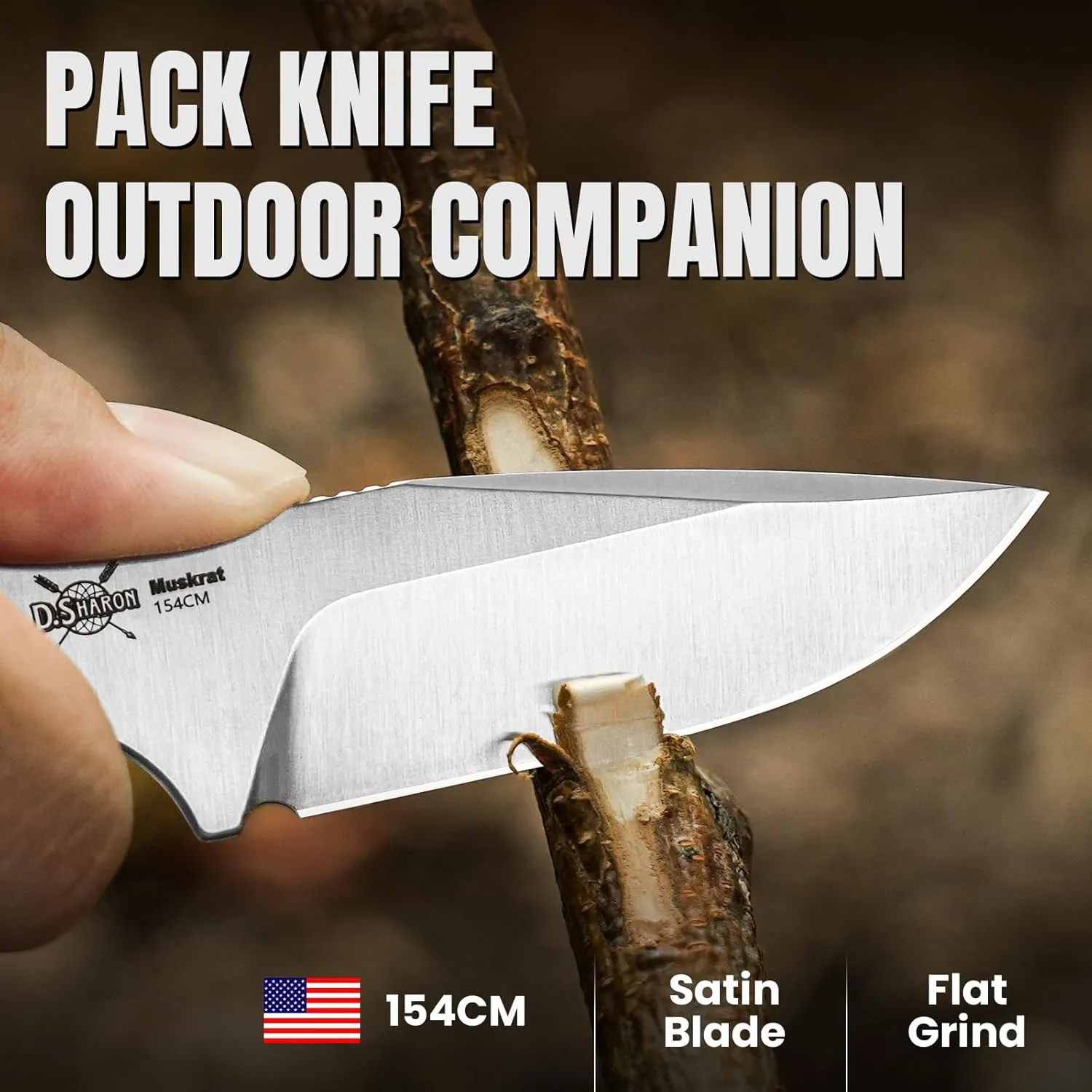 Kizer Muskrat Fixed Blade Knife, 3.15 In 154CM Argyle Pattern Black Micarta Handle, EDC Knife for Men Women, Outdoor Hunting Hiking Survival Camping Knives with Sheath, 1064M1