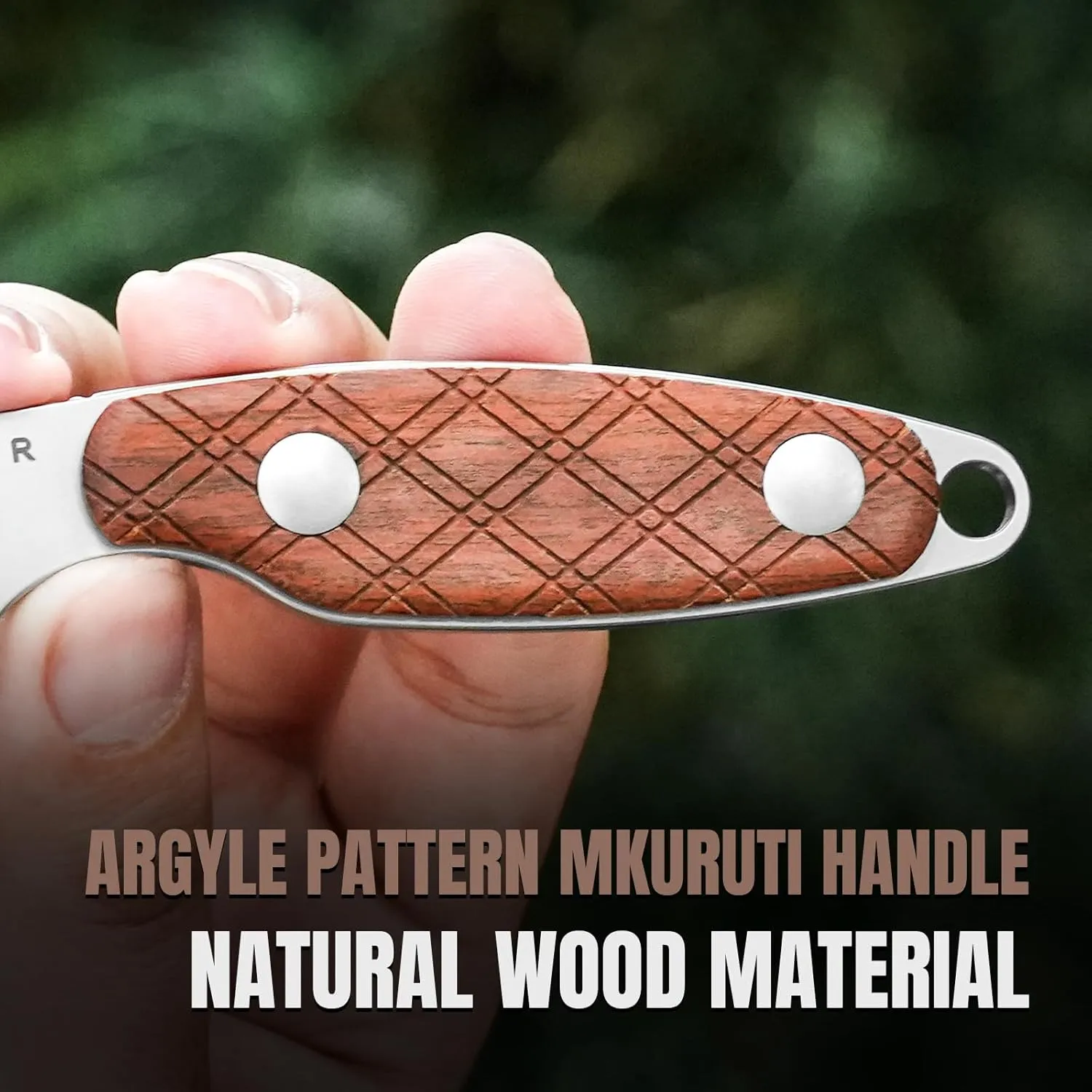 Kizer Muskrat Fixed Blade Knife, 3.15 In S35VN Neck Knife Mkuruti Wood Handle Fixed Blade EDC Knives for Men Women, Outdoor Hunting Hiking Survival Camping Knives with Sheath, 1064A2