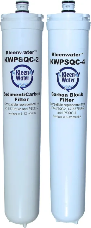 KleenWater Replacements for WaterFactory SQC3, 47-55706G2, 47-55710G2, 2 Cartridge Set, Made in USA