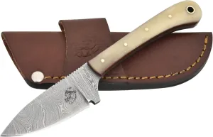 Knives Ranch Hunting Knife, EDC Fixed Blade, Bone Handle, Cowboy Style Horizontal Carrying Sheath Snug Fit (2011-B)