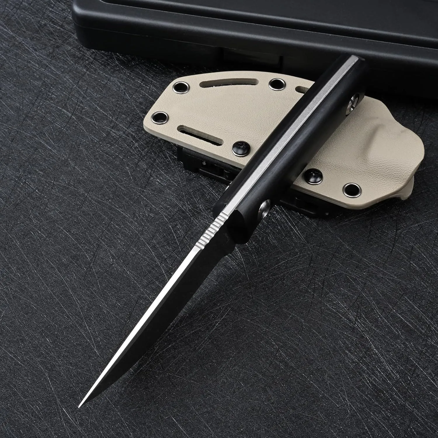 Knives Tactical Fixed Blade Knife Survival Knife with Sheath Made of DC53 Steel Perfect EDC Hunting Knife with G10 Handle for Men EDC Camping Outdoor (White Black)
