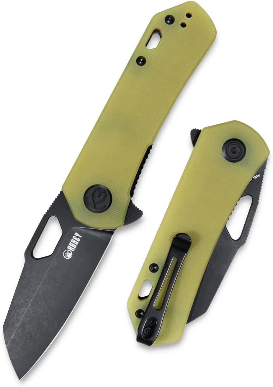 KUBEY Duroc KU332H Pocket Knife for EDC, 2.91" AUS-10 Blade G10 Handle Outdoor Camping Knife for Men