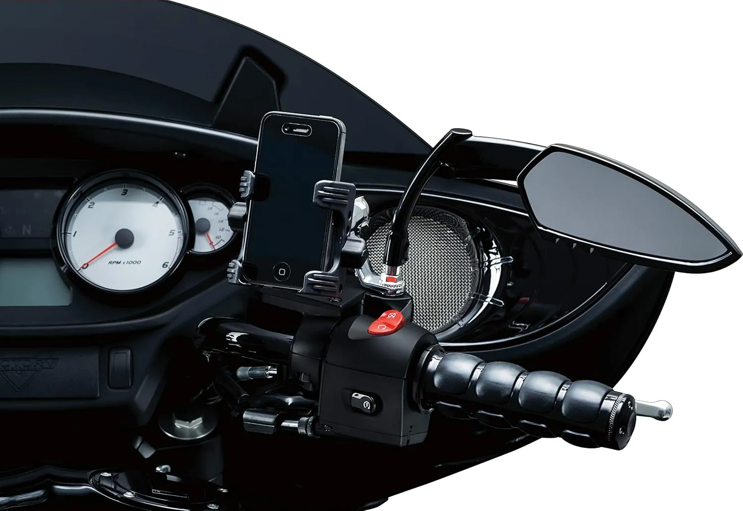 Kuryakyn 1760 Motorcycle Handlebar Accessory: Scythe Blade Rear View Side Mirrors for Harley-Davidson Motorcycles, Gloss Black, 1 Pair