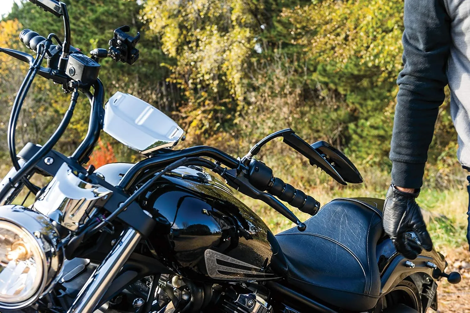 Kuryakyn 1760 Motorcycle Handlebar Accessory: Scythe Blade Rear View Side Mirrors for Harley-Davidson Motorcycles, Gloss Black, 1 Pair